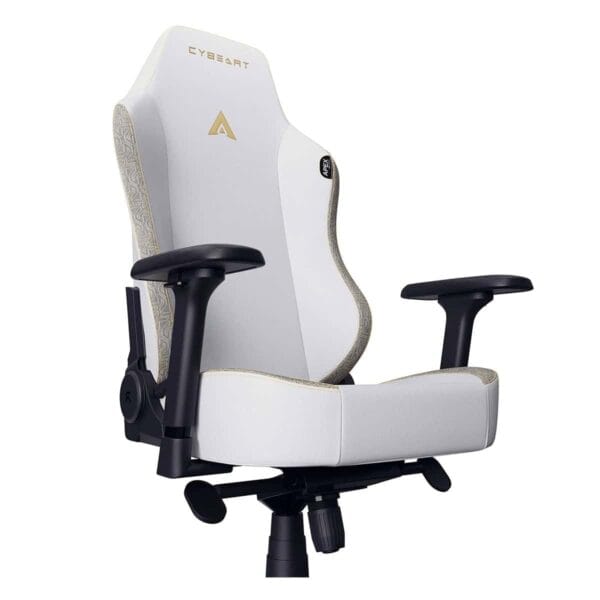 Luxe gamingstoel Cyberart Apex NEO Lunar Edition met PU-lederen bekleding, 4D geheugenfoam kussen en verstelbare armleuningen voor ultiem comfort tijdens gamen.