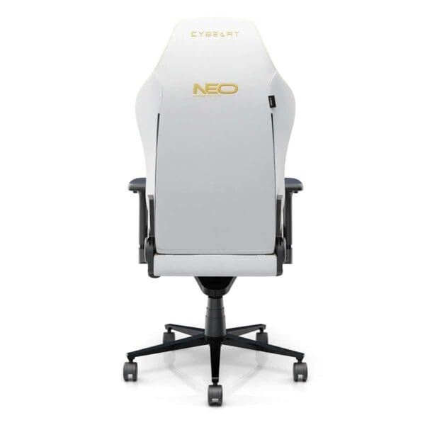 Luxe witte gaming stoel van Cybeart Apex NEO Series met ergonomisch ontwerp, 4D geheugen foam kussen en stevige basis, ideaal voor lange gaming sessies.