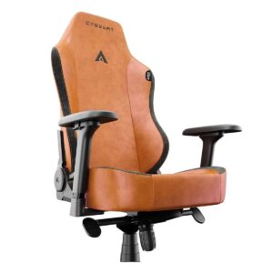 Comfortabele gaming stoel met vintage PU-lederen bekleding, ergonomisch ontwerp en 4D-geheugenfoam kussen voor optimale ondersteuning tijdens lange speelsessies.