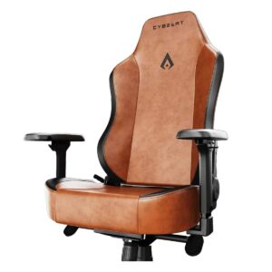 Luxe gaming stoel van Cybeart Apex Series met vintage PU-lederen bekleding, ergonomisch ontwerp en 4D geheugenfoam kussen voor optimaal comfort tijdens lange speelsessies.