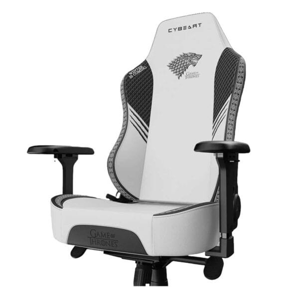 Gaming stoel met House Stark Game of Thrones ontwerp, PU-lederen bekleding en ergonomisch 4D geheugen foam kussen voor comfortabel gamen.