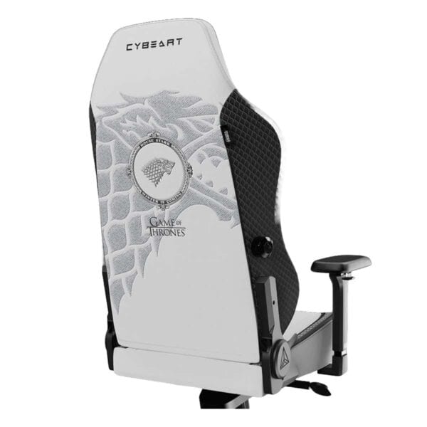 Gaming stoel met House Stark Themed design, PU leren rugsteun en 4D geheugen foam kussen, ideaal voor gamers en fans van Game of Thrones, met 5 jaar garantie.