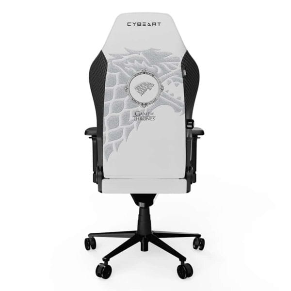 Gaming stoel met House Stark Game of Thrones ontwerp, PU-lederen bekleding en ergonomische rugsteun voor comfortabel gamen en werken.