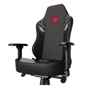 Gaming stoel met Targaryen House ontwerp, ergonomisch PU-lederen rugsteun, 4D verstelbare armleuningen, geheugenfoam kussen, ideaal voor gamers en fans van Game of Thrones.