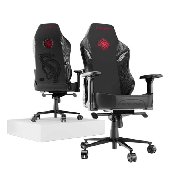Gaming bureaustoel met House Targaryen print en PU-lederen bekleding.