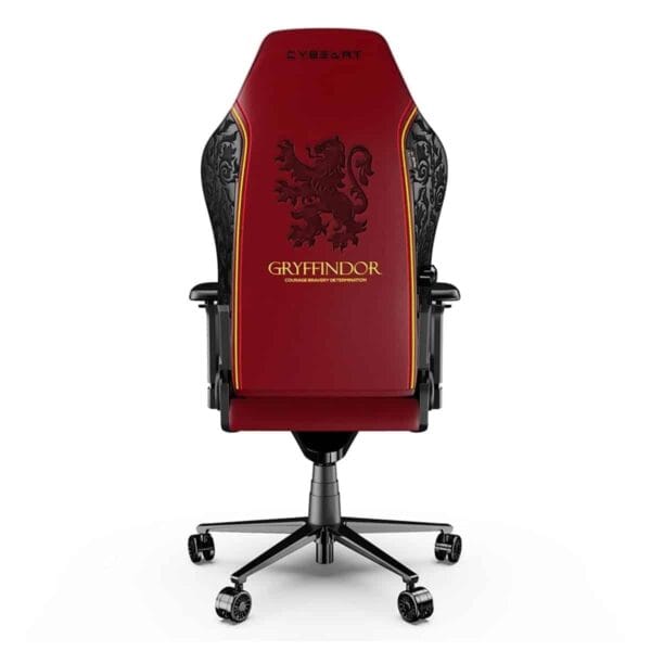 Gaming stoel met Gryffindor logo en Harry Potter Gryffindor thema, ergonomisch ontwerp met PU-lederen bekleding en 4D geheugen foam kussen voor comfortabel gamen.