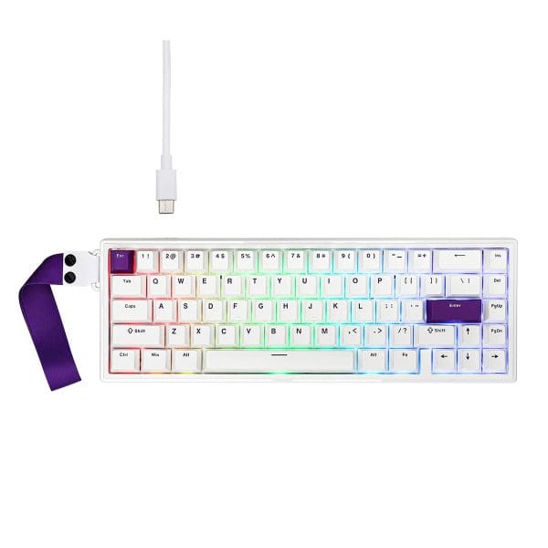 Epomaker He68 Wit Paars Magnetische Pink Switch 8k Hz Hall Effect Rgb Hotswap Mechanisch Gaming Toetsenbord 6