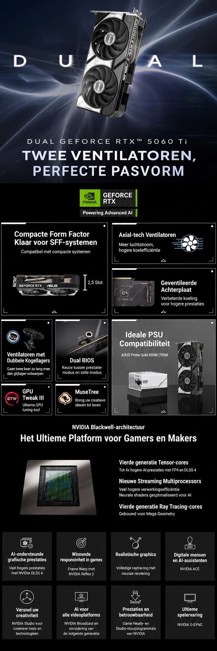 Grafische Kaart Asus Dual Geforce Rtx 5060 Ti Oc 16gb Grafische Kaart H6
