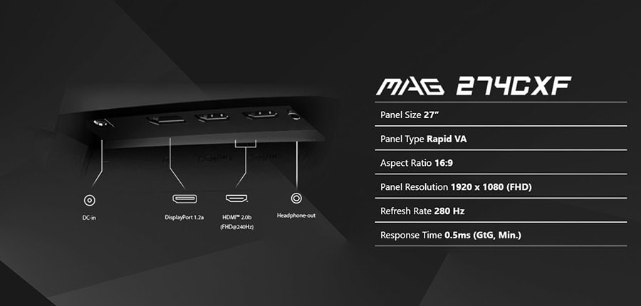MSI MAG 274CXF Gaming Monitor H11