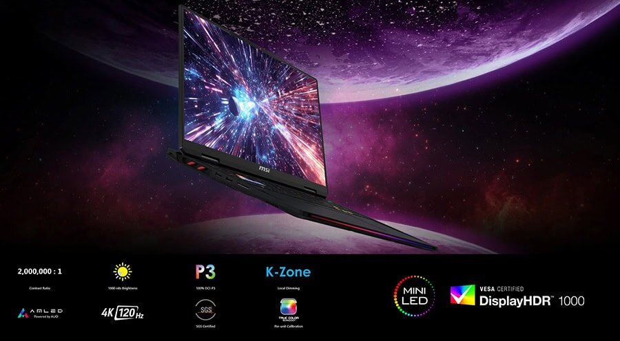 Geavanceerde gaming laptop met grote schermresolutie en snelle refresh rate voor optimale gamebeleving.