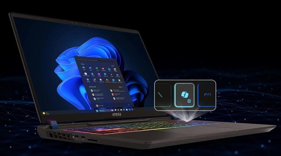 Geavanceerde gaming laptop met RGB-verlichting en krachtige hardware voor optimale gaming ervaring.