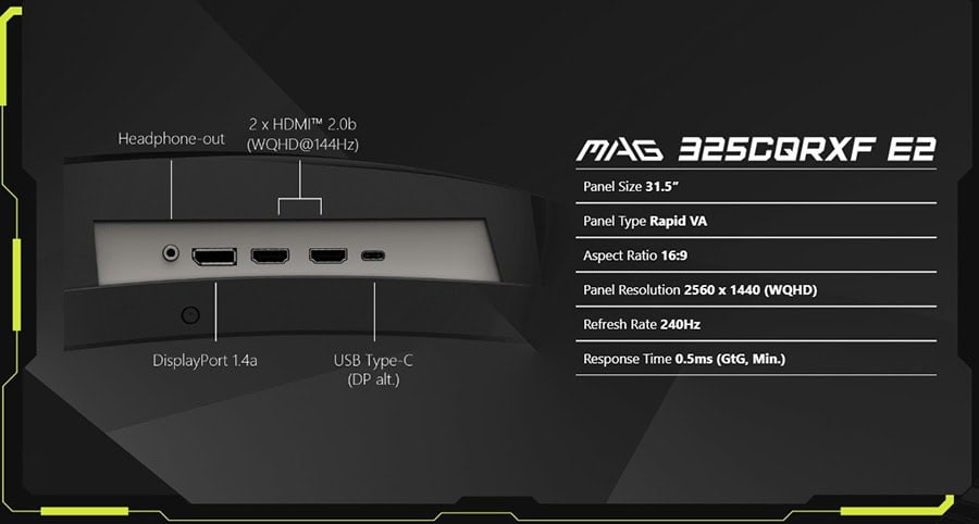 MSI MAG 325CQRXF E2 Gaming Monitor h13