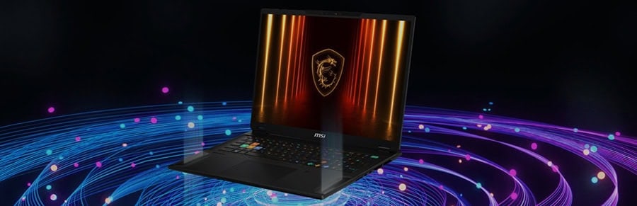 Gaming laptop met MSI- en Azoth Gaming-logo, krachtige prestaties voor gaming en e-sports.
