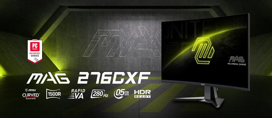 MSI MAG 276CXF 27 inch 280Hz 0.5ms Full HD Adaptive Sync Rapid VA Gebogen Gaming Monitor H2