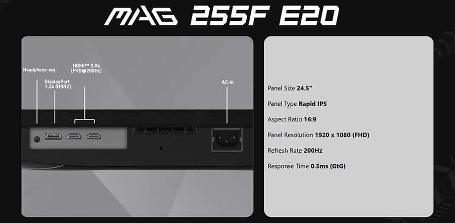 MSI MAG 255F E20 Gaming Monitor H11