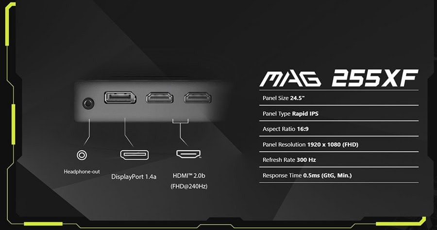 MSI MAG 255XF Gaming Monitor H11