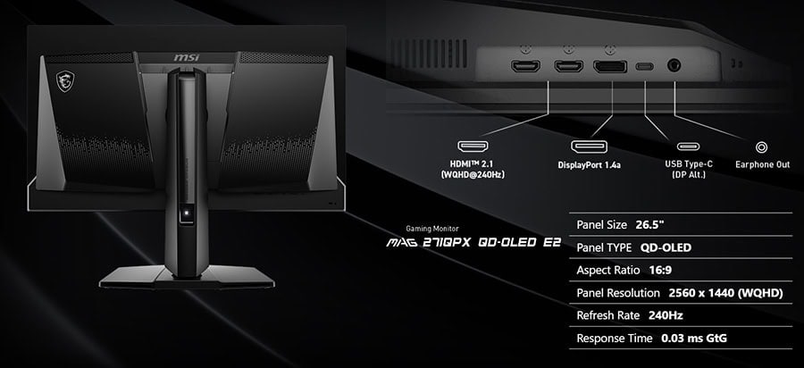 MSI MAG 271QPX QD-OLED E2 Gaming Monitor h28