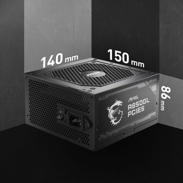 MSI MAG A850GL 850W 80+ Gold PCIe 5 Volledig Modulaire 120mm Ventilator PSU h3
