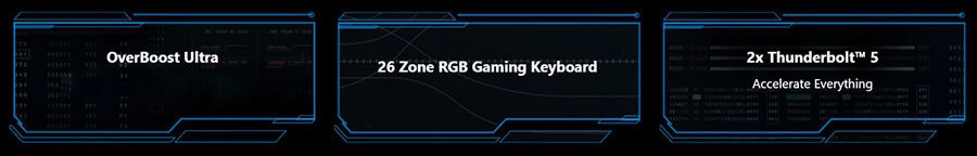 Draadloze gaming-toetsenbord met 26-zone RGB-verlichting en Thunderbolt™ 5 connectiviteit voor optimale gamingprestaties.