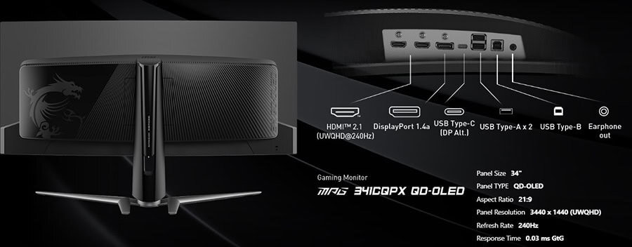 MSI MPG 341CQPX QD-OLED Gaming Monitor H33