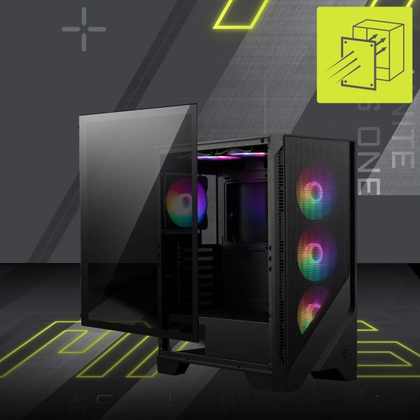 MSI MAG FORGE 120A B65 RGB Gehard Glas USB 3.2 ATX Mid Tower Zwart 650W 80+ Bronze Gaming Behuizing h4