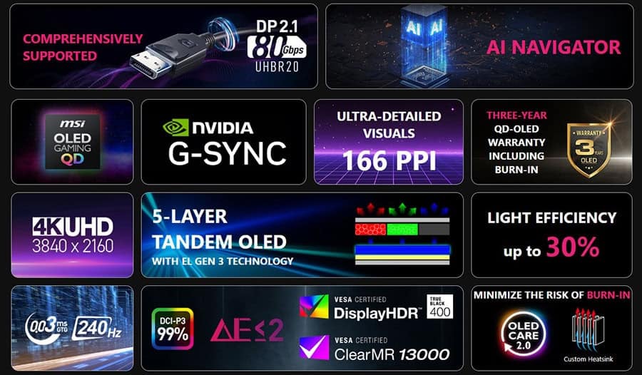 MSI MPG 272URX QD-OLED Gaming Monitor H4