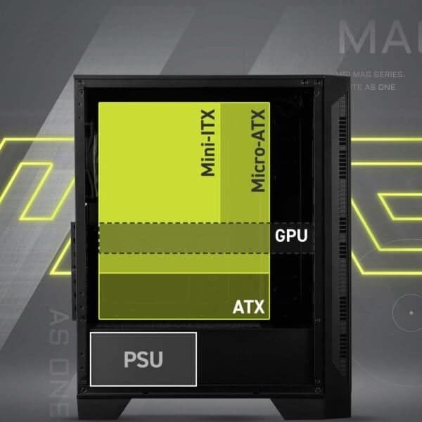 MSI MAG FORGE 121A B75 PCIE5 MAG A750BN 750W Mid Tower ATX Gaming Behuizing h5