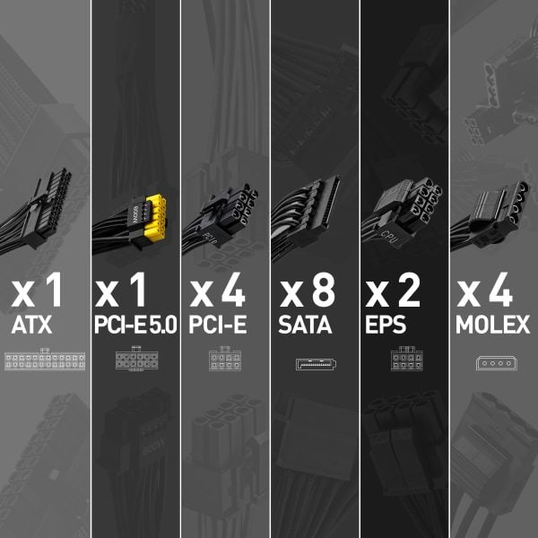 MSI MAG A850GL 850W 80+ Gold PCIe 5 Volledig Modulaire 120mm Ventilator PSU h6