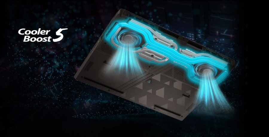 Snelle koeler voor gaming laptops met Cooler Boost 5 technologie, optimale koeling en hogere prestaties voor gamers.