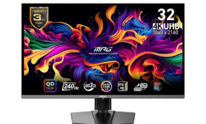 MSI MPG 321URX QD-OLED 31.5 inch 240Hz 0.03ms 4K UHD FreeSync Premium Pro Pivot Gaming Monitor H1