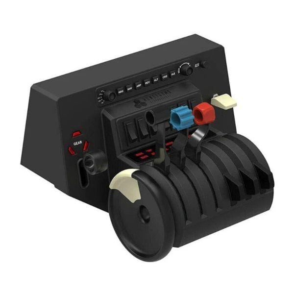 Vliegtuigbesturingscontroller met pedalbediening voor gaming en simulaties, zwart met knoppen en schakelaars, ideaal voor verbeterde gameplay ervaring.