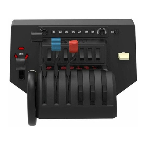 Precisiemachine voor sims en vliegtuigsimulaties, met waarschuwings- en controlepanelen, gebruikt in professionele pilotenopleidingen en professionele game-settings.