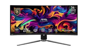 MSI MAG 341CQP QD-OLED curved gaming monitor met 34 inch scherm, 175Hz verversingssnelheid en UWQHD-resolutie voor optimale game-ervaring.