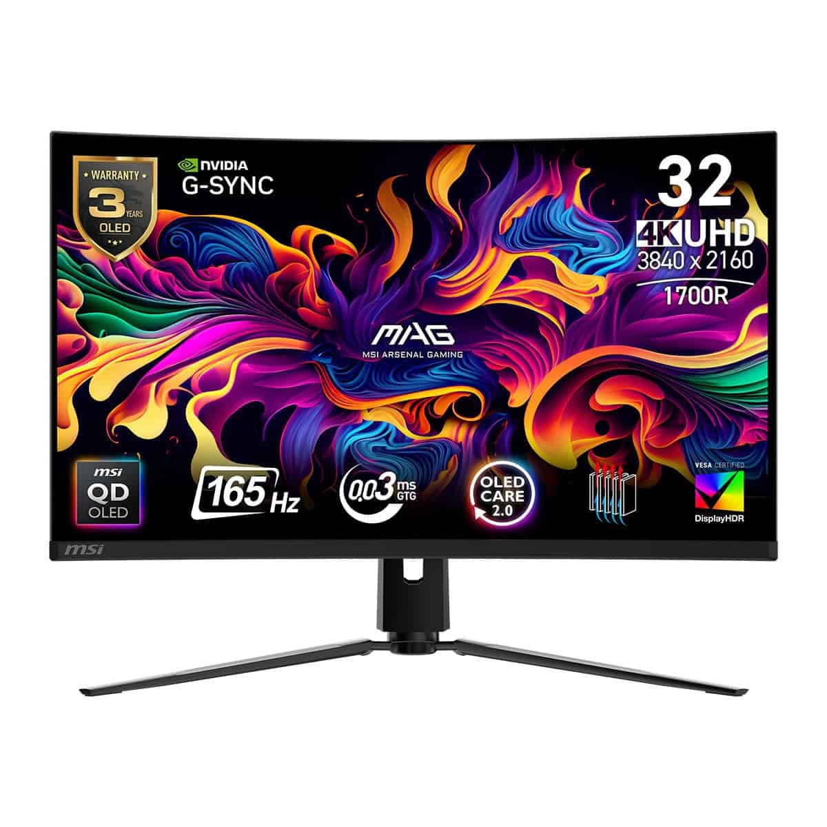 Msi Mag 321cup Qd Oled 31.5 Inch 165hz 0.03ms 4k Uhd Adaptive Sync Qd Oled Curved Gaming Monitor 1