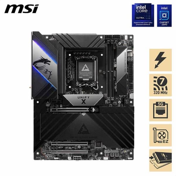 Msi Meg Z890 Unify X 9600mhz (oc) Ddr5 Socket Lga1851 M.2 Thunderbolt Atx Moederbord 2