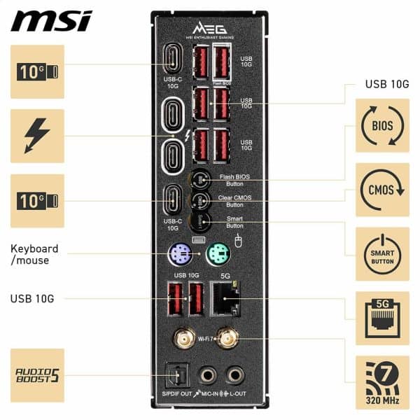 Msi Meg Z890 Unify X 9600mhz (oc) Ddr5 Socket Lga1851 M.2 Thunderbolt Atx Moederbord 6