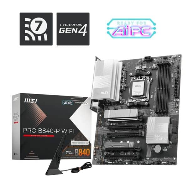 Msi Pro B840 P Wifi 8000mhz (oc) Ddr5 Socket Am5 M.2 Hdmi Atx Moederbord 8