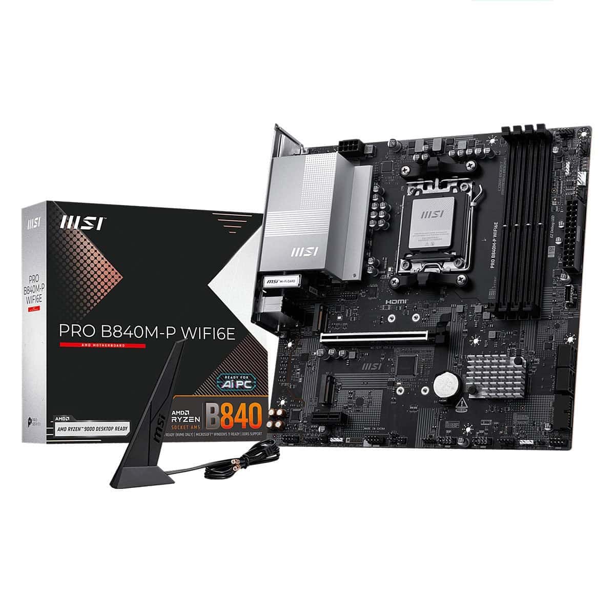 Msi Pro B840m P Wifi6e 8000mhz (oc) Ddr5 Am5 Socket M.2 Hdmi Matx Moederbord 1