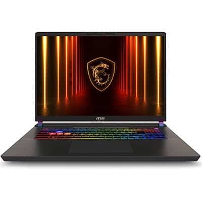 Snelle gaming laptop met MSI-merk en kleurrijk RGB-toetsenbord, ideaal voor gamers die op zoek zijn naar krachtige prestaties en hoogwaardige graphics.