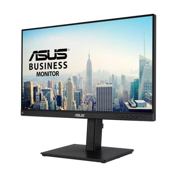 Breedbeeld computerscherm met stadsuitzicht, ideaal voor zakelijk gebruik en gaming. Hoogwaardige ASUS Business Monitor voor productiviteit en comfort.