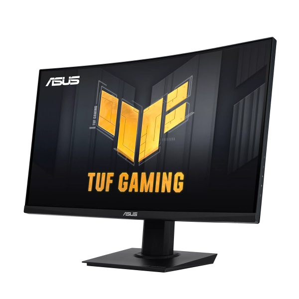 ASUS TUF Gaming VG24VQER 23.6 inch curved gaming monitor met 180Hz verversingssnelheid en 1ms responstijd, ideaal voor competitief gamen en scherpe beeldkwaliteit.