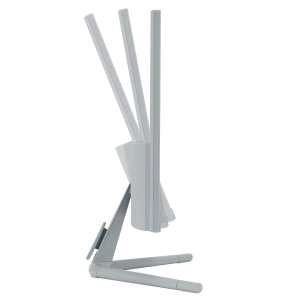 Flexibele witte monitor standaard voor verstelbare schermpositie, ideaal voor gaming en werkplekken, compatibel met diverse schermformaten en ergonomisch ontworpen.