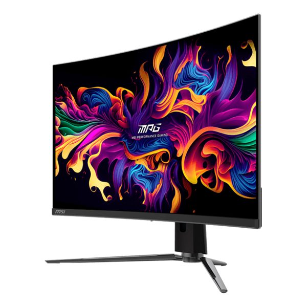 MSI MPG 321CURX QD-OLED gaming monitor met 31.5 inch scherm, 240Hz verversingssnelheid, 0.03ms responstijd, 4K UHD-resolutie en G-Sync voor optimale gamingervaring.