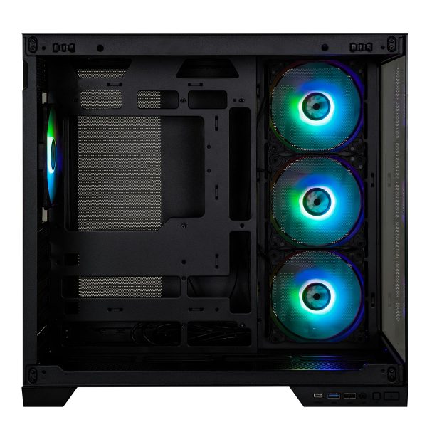 Gehard Glas behuizing met ARGB-verlichting en USB 3.1 voor gaming PC's, geschikt voor high-performance componenten en optimale koeling.