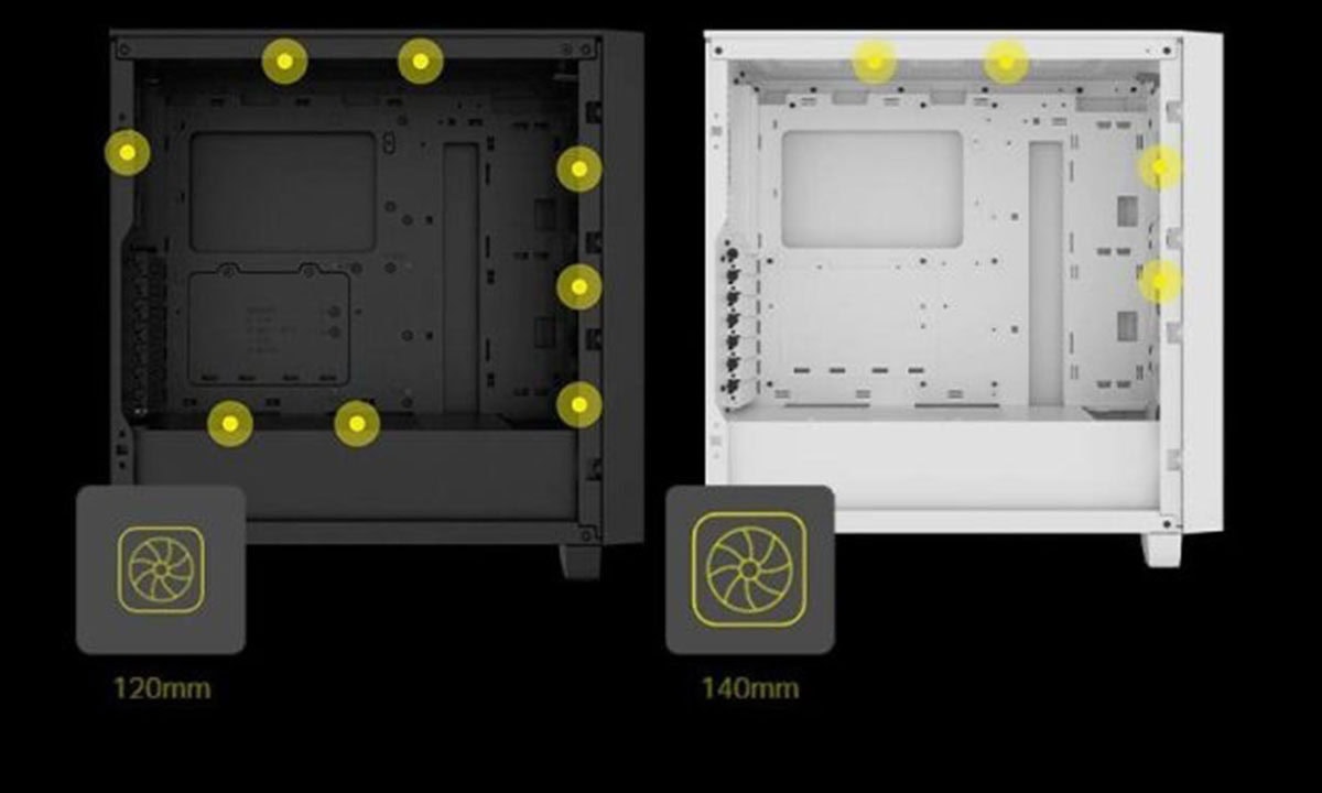 Ruimtebesparende Corsair iCUE 3000D RGB mid-tower behuizing met USB 3.2 en 750W voeding, ontworpen voor gaming en optimale airflow.