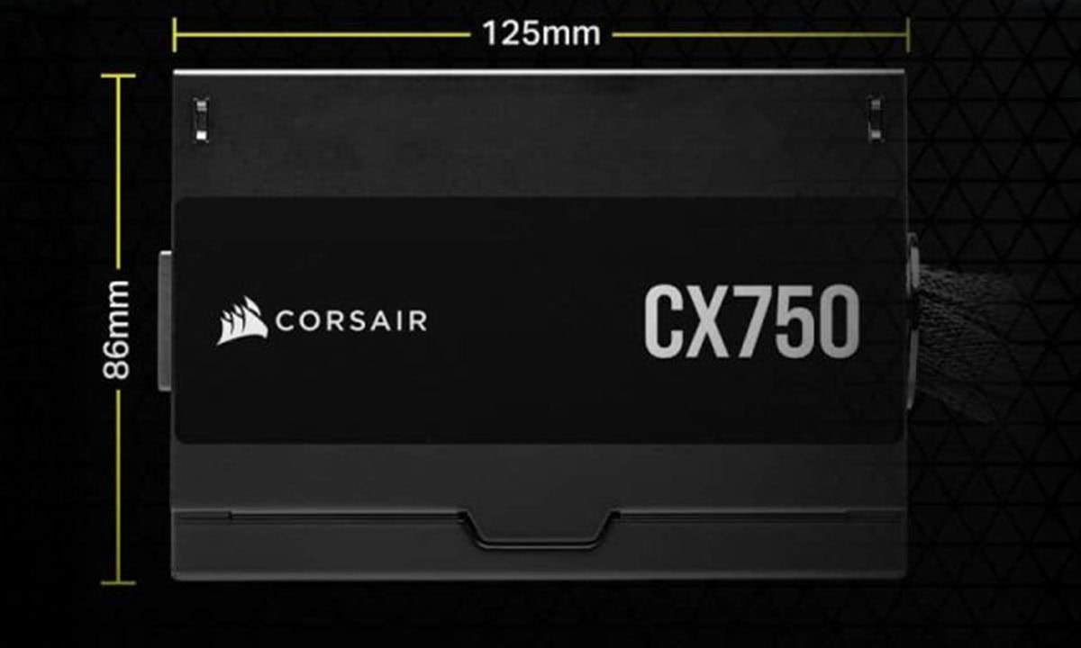 Voedingsunit Corsair CX750, 750W, 80+ Bronze, betrouwbaar en stil voor gaming PC's.