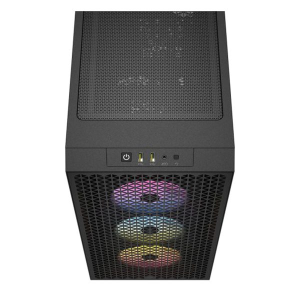 Corsair iCUE 3000D RGB Airflow behuizing met ventilatoren en USB 3.2 poorten, ideaal voor gaming en high-performance PC builds.