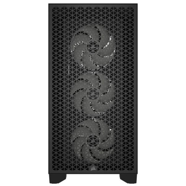 Corsair iCUE 3000D RGB airflow behuizing met ventilatoren en USB 3.2 poorten voor gaming en high-performance PC builds.