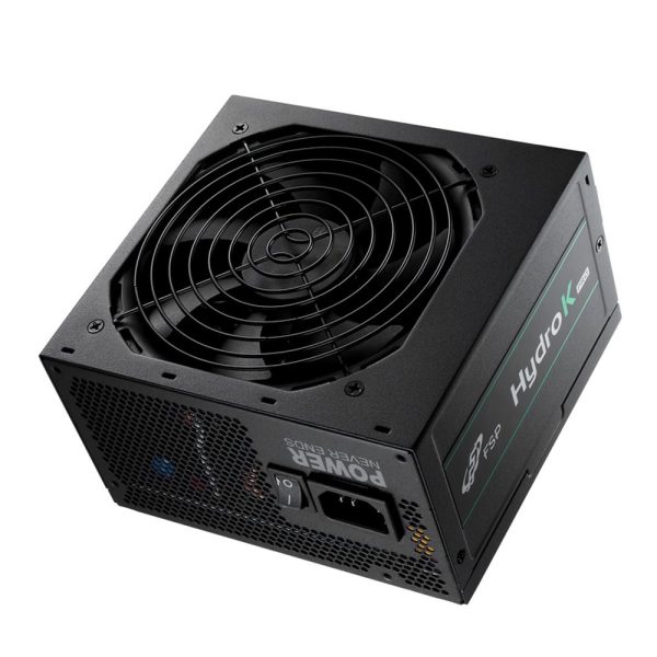 FSP Hydro K Pro 750W voeding met 120mm ventilator, 80+ Bronze efficiëntie, geschikt voor gaming en high-performance pc's.
