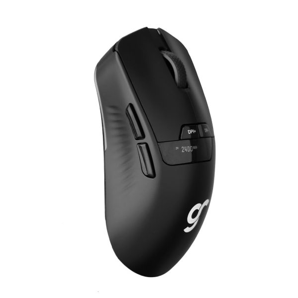 Draadloze gaming muis met OLED-scherm, 26.000 DPI, RGB-verlichting en 8K Hz polling rate, zwart ontwerp, ideaal voor precisie en snelle gameplay.